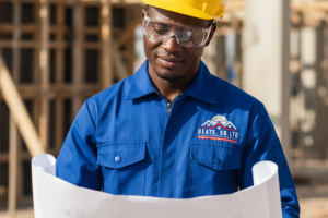 Construction worker centered with padding